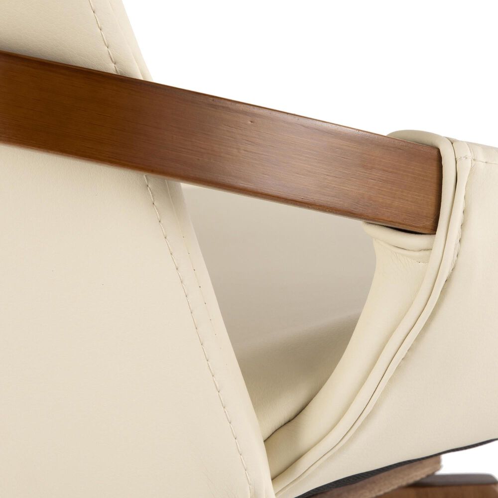 Lumisource Cosmo Arm Chair with Cream Faux Leather Cushion in Walnut, , large
