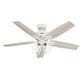 Hunter Gatlinburg Easy Install 52" LED Indoor Ceiling Fan with Light and Remote in Matte White with Light Oak Blades, , large