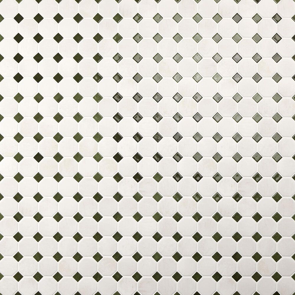 Dal-Tile Relicca Pristine Nook 12" x 12" Octagon Dot Ceramic Mosaic Sheet, , large