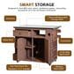 Hearth and Haven Outdoor Kitchen Island Cart with Extendable Stainless Steel Top and Adjustable Shelf in Brown, , large