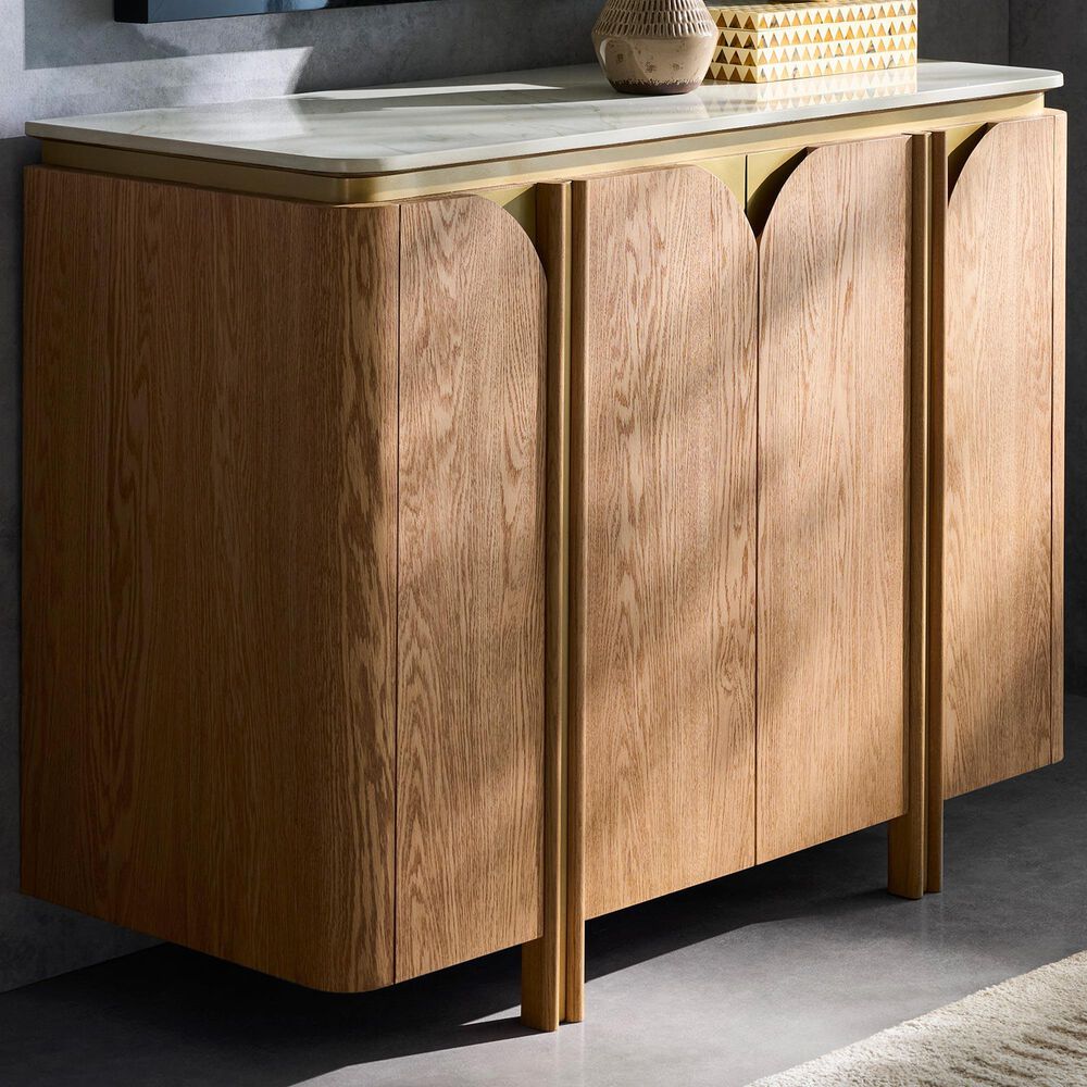 Fairfield Chair Portobello 4-Door Chest in White, Light Brown and Brushed Brass, , large