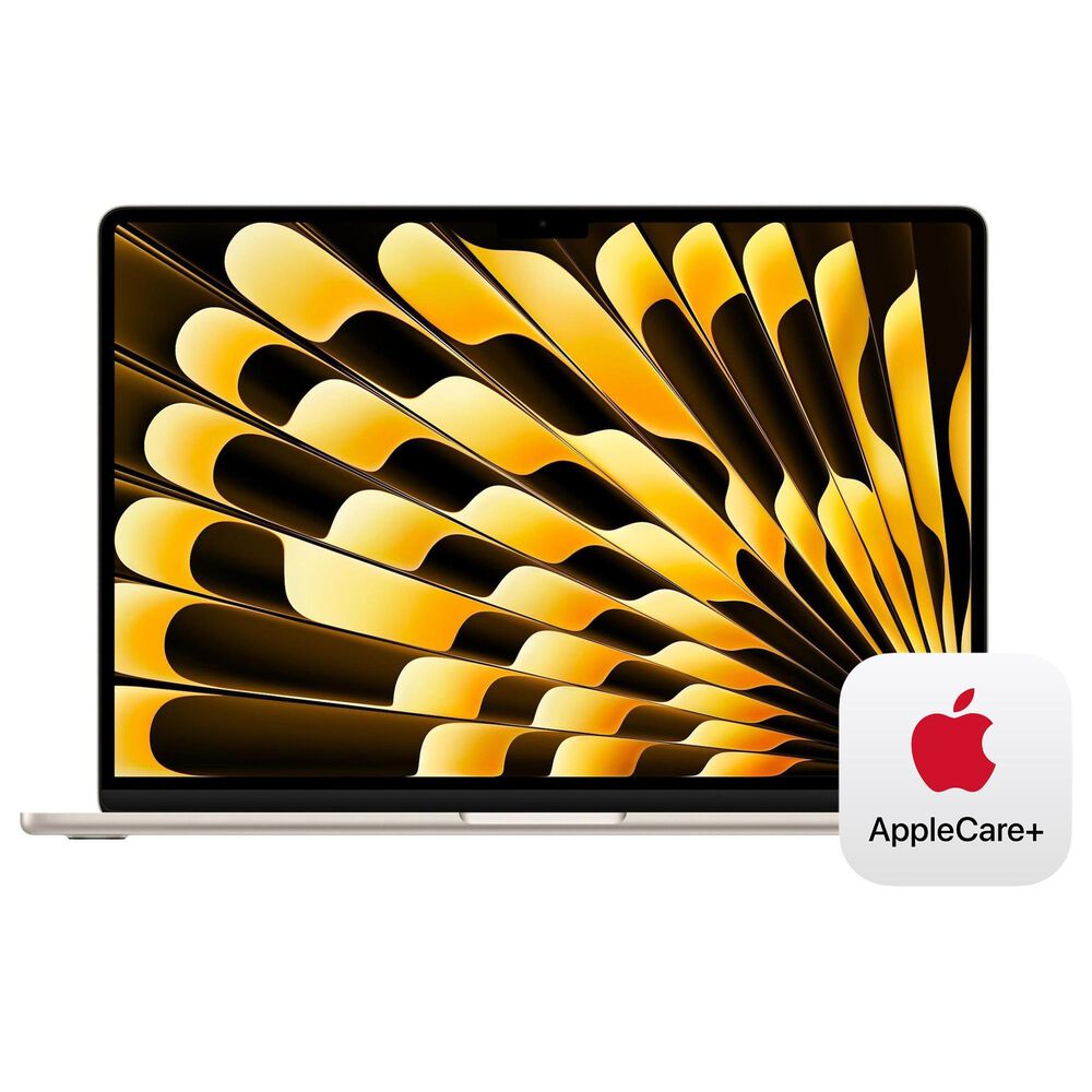 Apple MacBook Air 15.3" Laptop - Apple M4 chip 10-core CPU - 24GB RAM - 10-core GPU - 512GB SSD in Starlight with 3-Year AppleCare+, , large