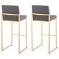 Lumisource Fuji Stackable Barstool with Grey Faux Leather in Gold (Set of 2), , large
