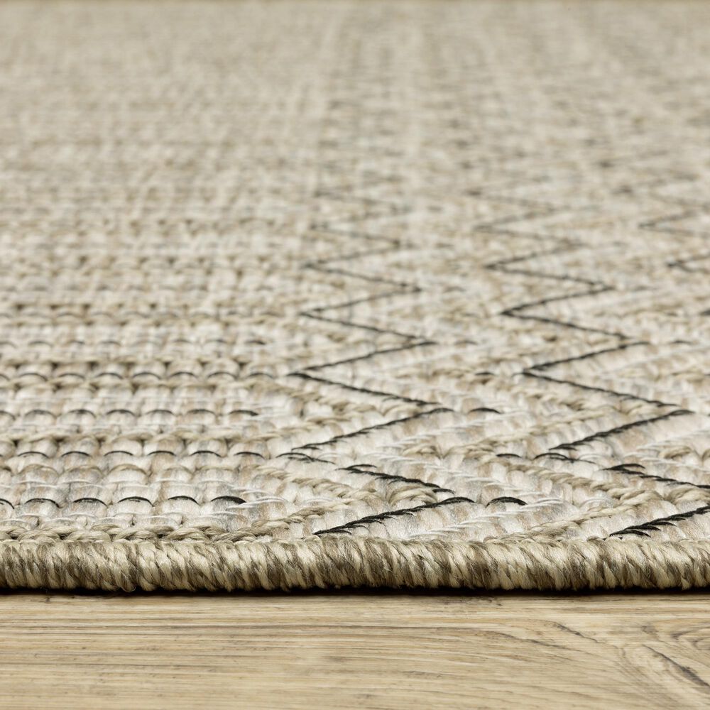 Oriental Weavers Tortuga TR09A 1&#39;10&quot; x 7&#39;6&quot; Beige and Black Runner, , large