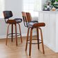 LumiSource Lombardi 30" Swivel Barstool with Black Faux Leather Upholstery in Walnut and Black (Set of 2), , large