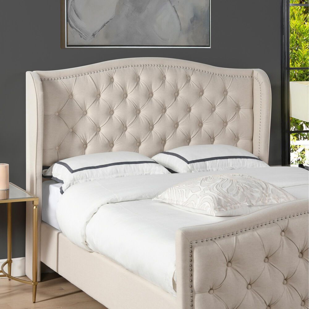 Jennifer Taylor Home Marcella Queen Upholstered Bed in Sky Neutral NFM