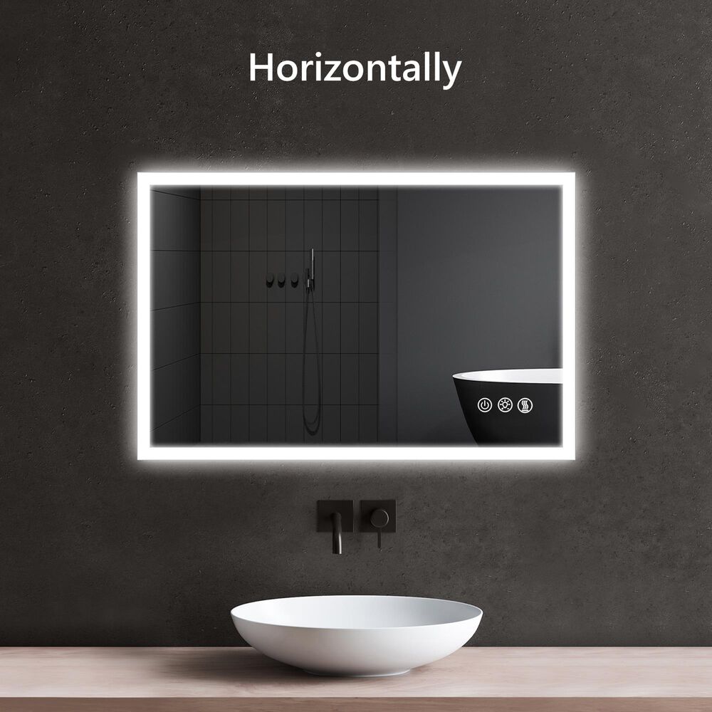 HOMLUX 42" x 30" LED Bathroom Vanity Mirror in Silver, , large