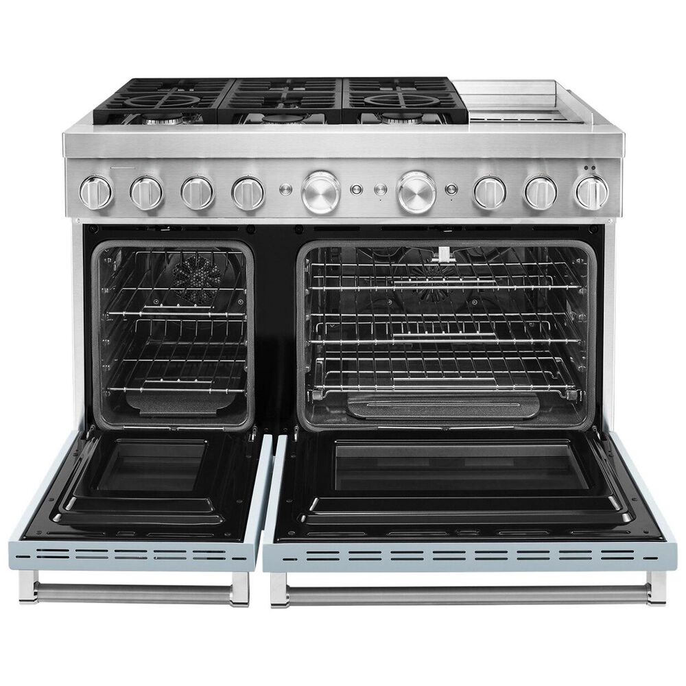 KitchenAid 6.3 Cu. Ft. Freestanding Double Oven Dual Fuel Range with True Convection in Misty Blue, , large