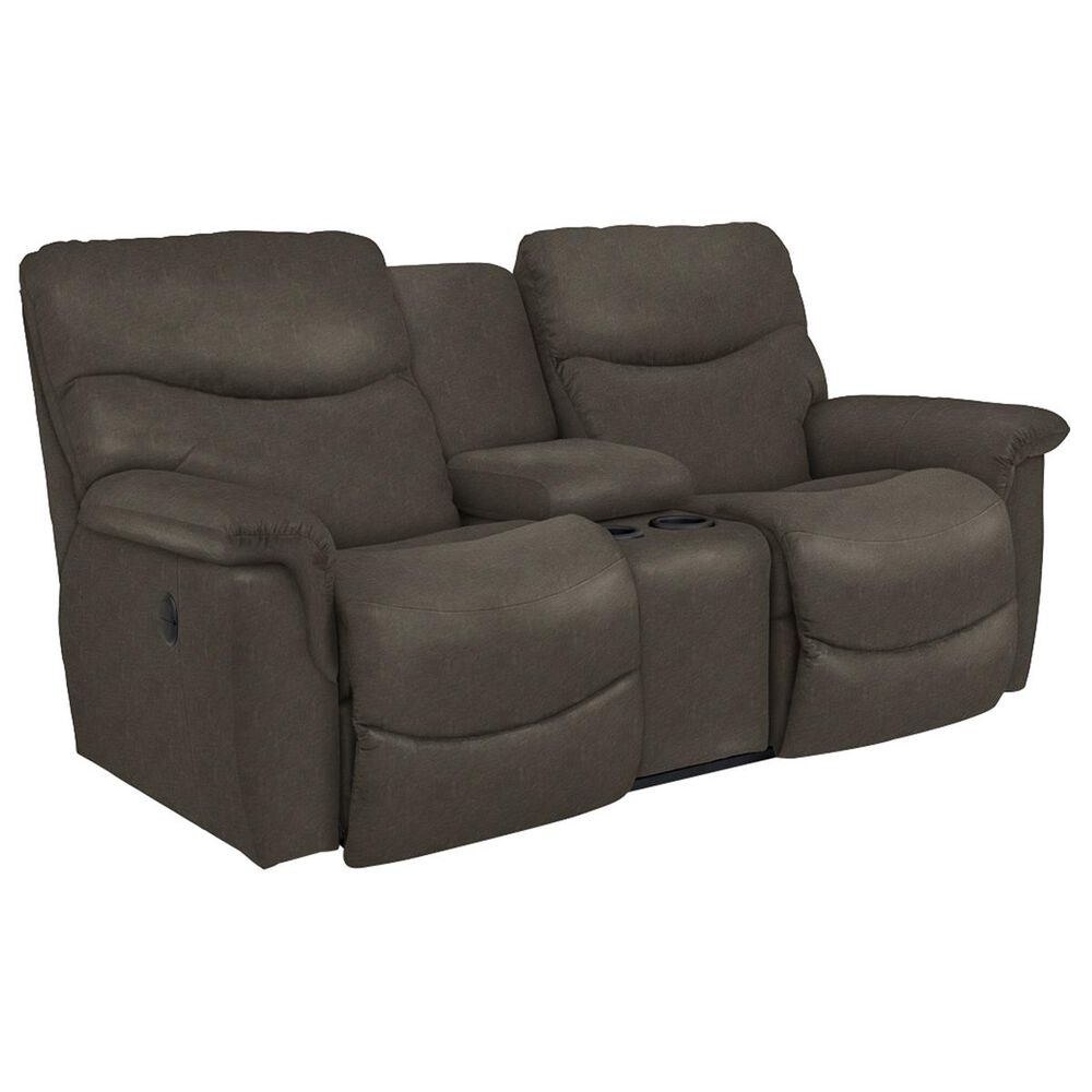 La-Z-Boy James Bonded Leather Reclining Loveseat with Middle Console in Steel, , large