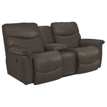 La-Z-Boy James Bonded Leather Reclining Loveseat with Middle Console in Steel, , large