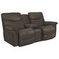 La-Z-Boy James Bonded Leather Reclining Loveseat with Middle Console in Steel, , large