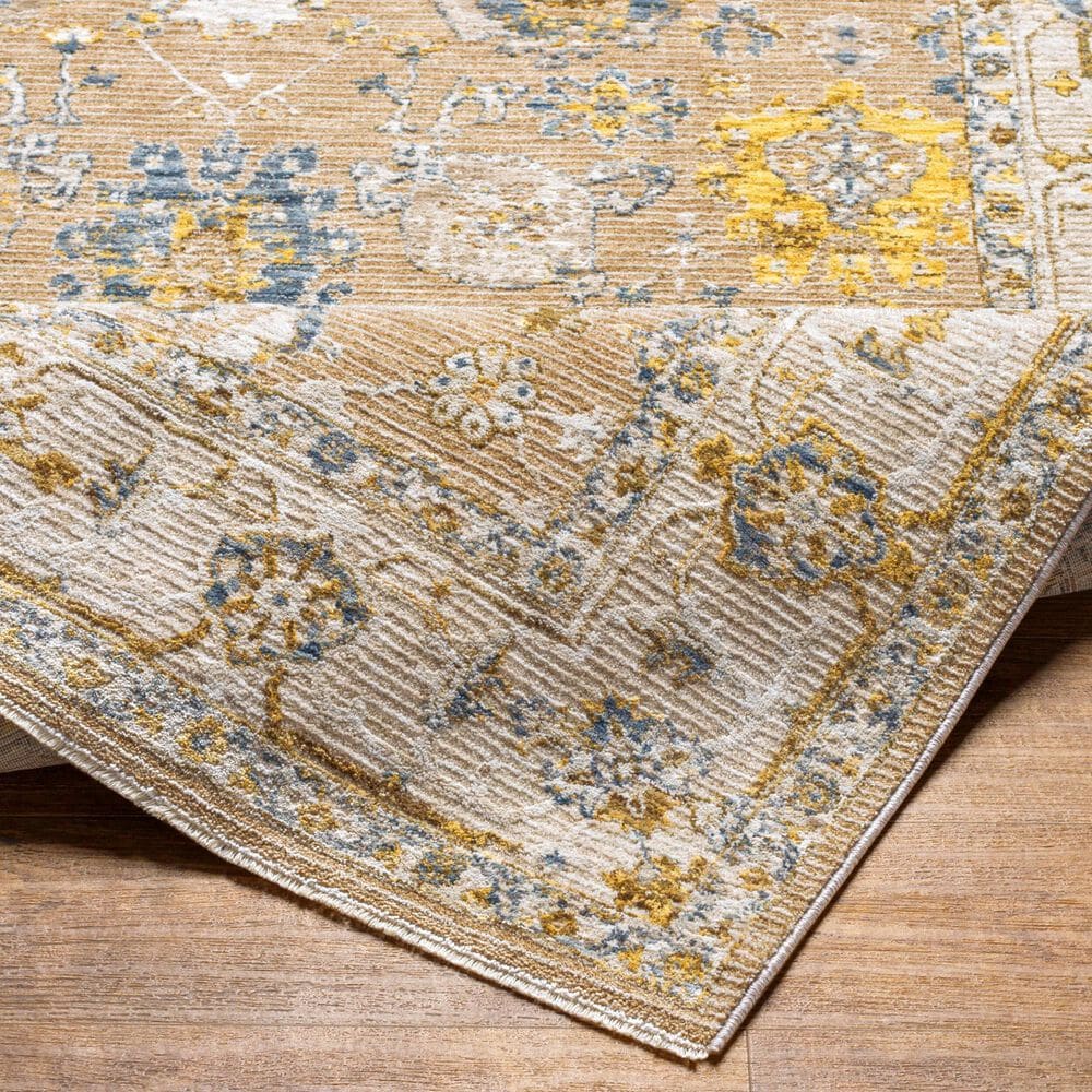 Surya Reina Tan, Light Brown, Light Gray, Cream, Denim, Mustard and Olive 2&#39;7&quot; x 10&#39; Runner, , large