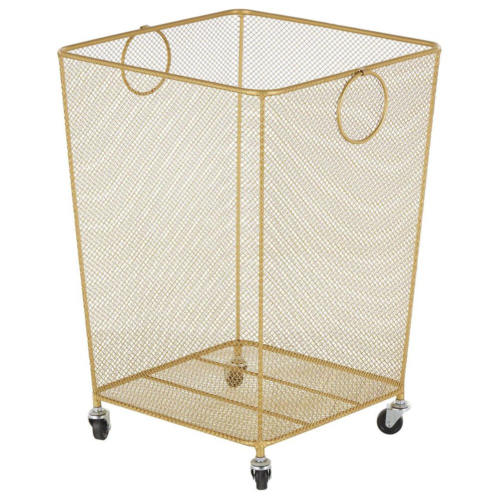 Maple and Jade Laundry Storage Cart with Ring Handles in Matte Gold, , large