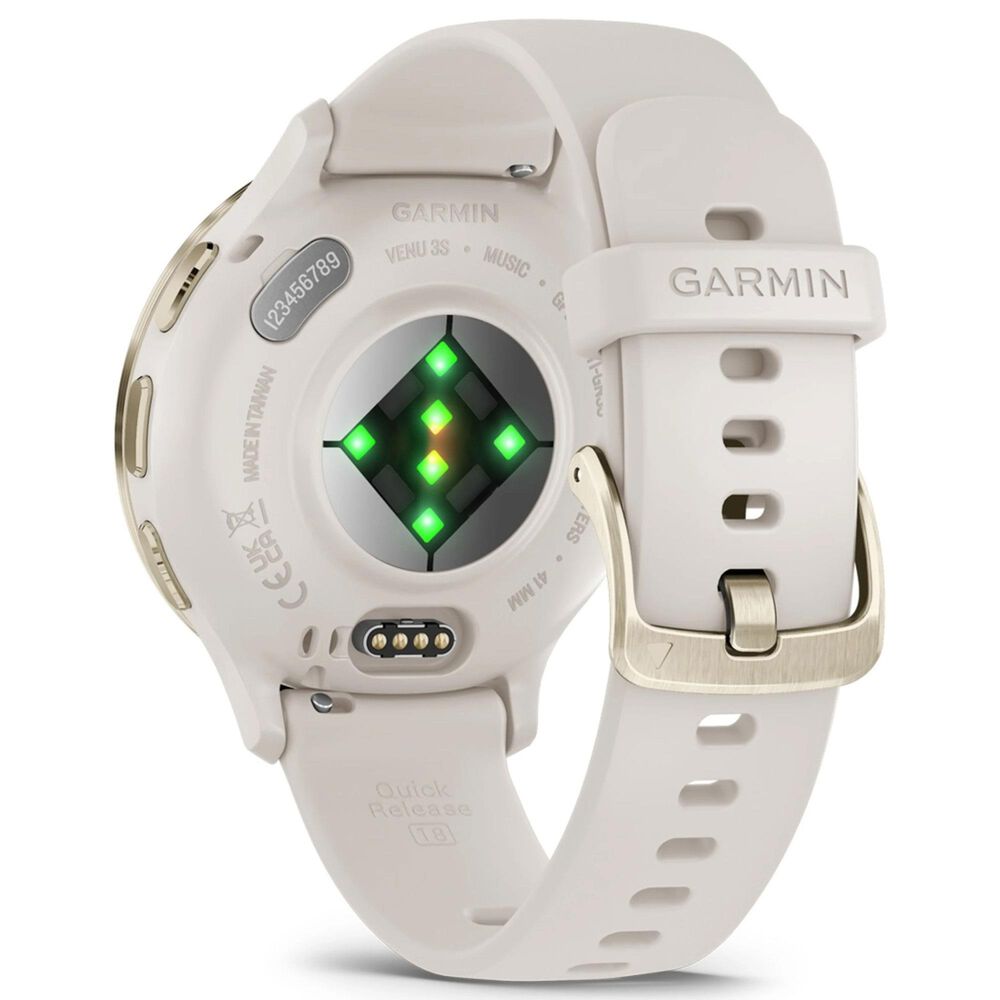 Garmin Venu 3S Smartwatch 41mm Soft Gold Stainless Steel Bezel Case with Ivory Silicone Band, , large
