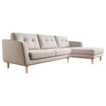 Moe"s Home Collection Corey 2-Piece Right Facing Stationary Sectional with Chaise in Beige, , large
