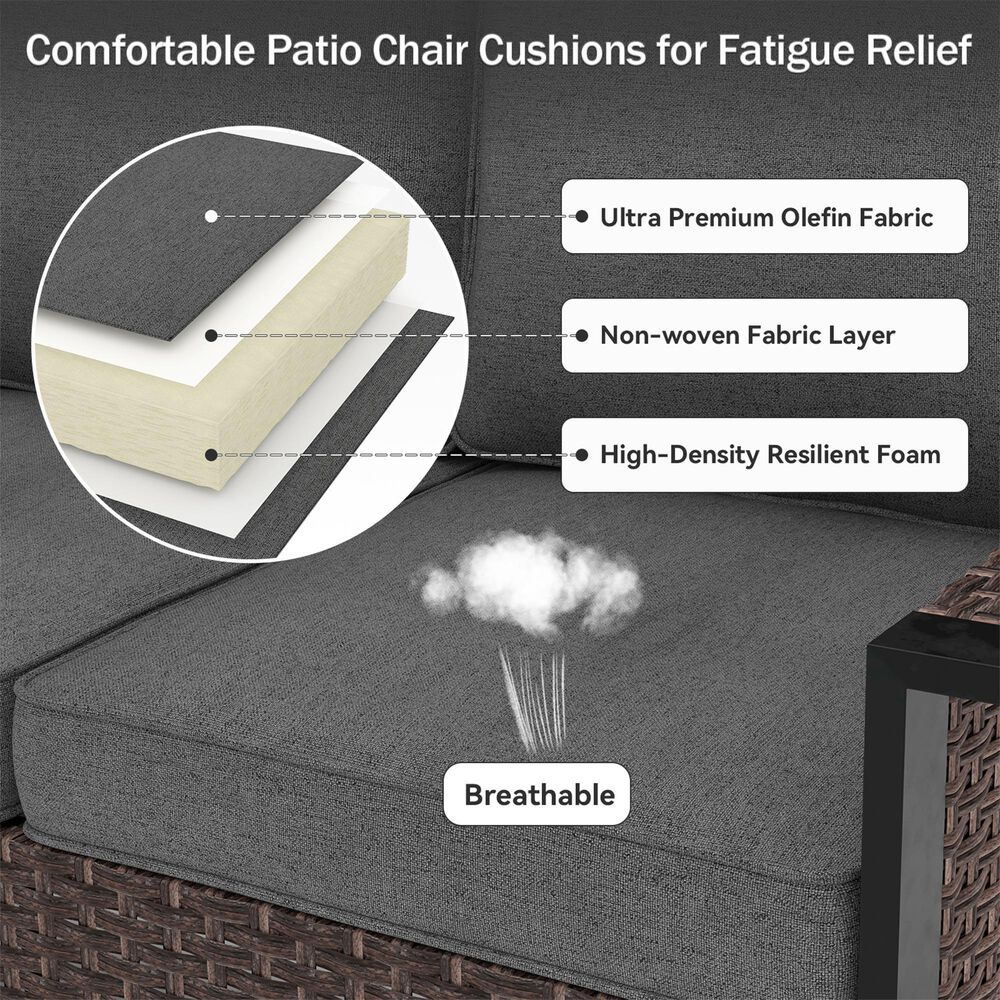 Sunwell Garden 4" Thick Outdoor Cushion Set in Dark Grey (Set of 2), , large