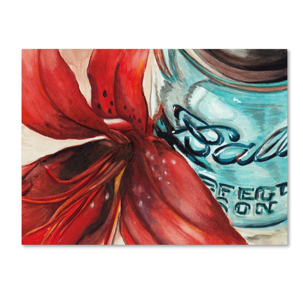 Timberlake Jennifer Redstreake "Ball Jar Red Lily" Canvas Art 35 x 47, , large