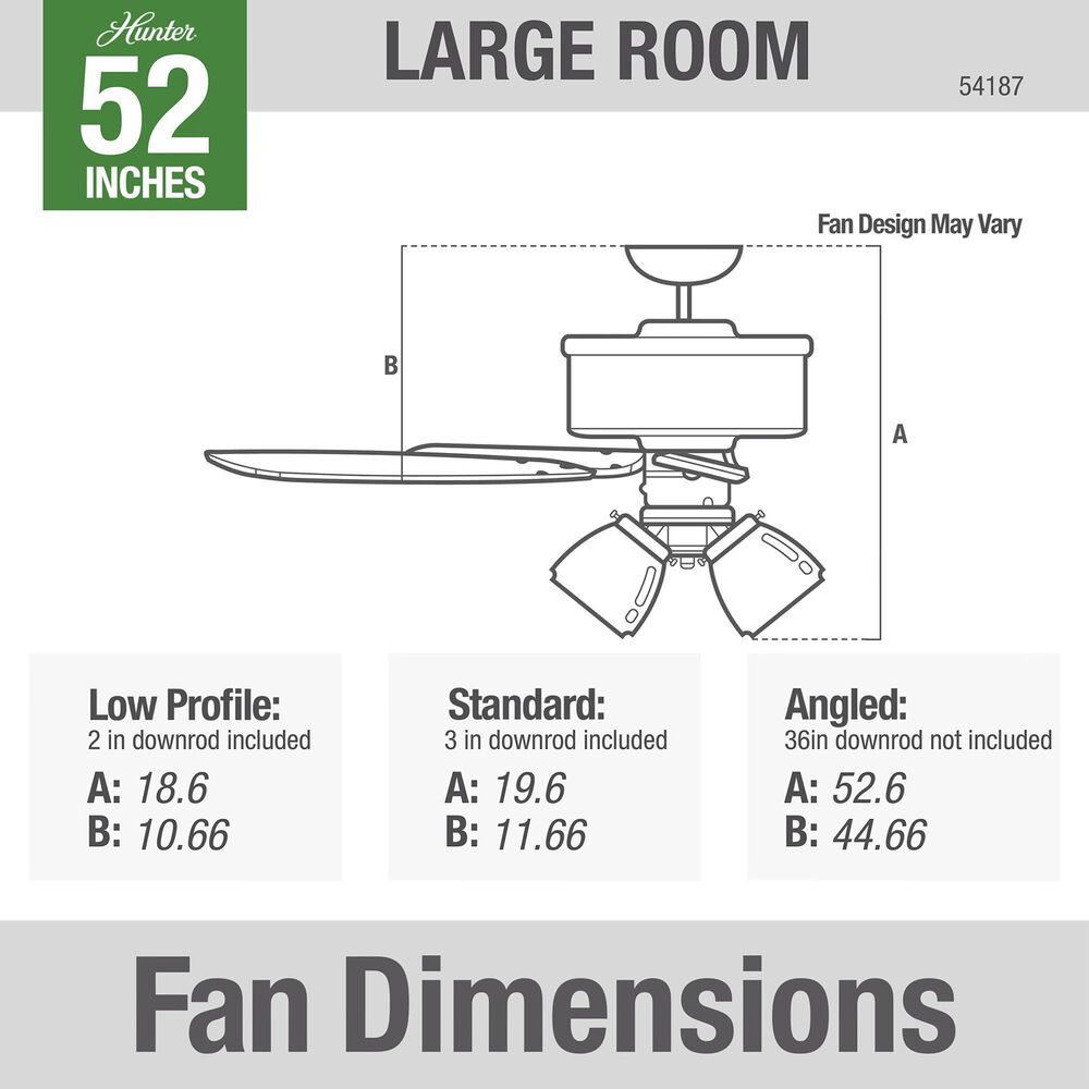 Hunter Bennett 52&quot; Ceiling Fan with Light in Matte Black, , large