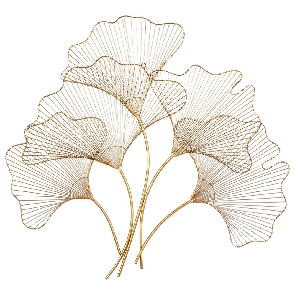 Maple and Jade Glam Botanical Metal Wall Decor in Gold, , large