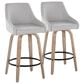 LumiSource Hannah Swivel Counter Stool with Grey Fabric Upholstery in Whitewashed and Black (Set of 2), , large