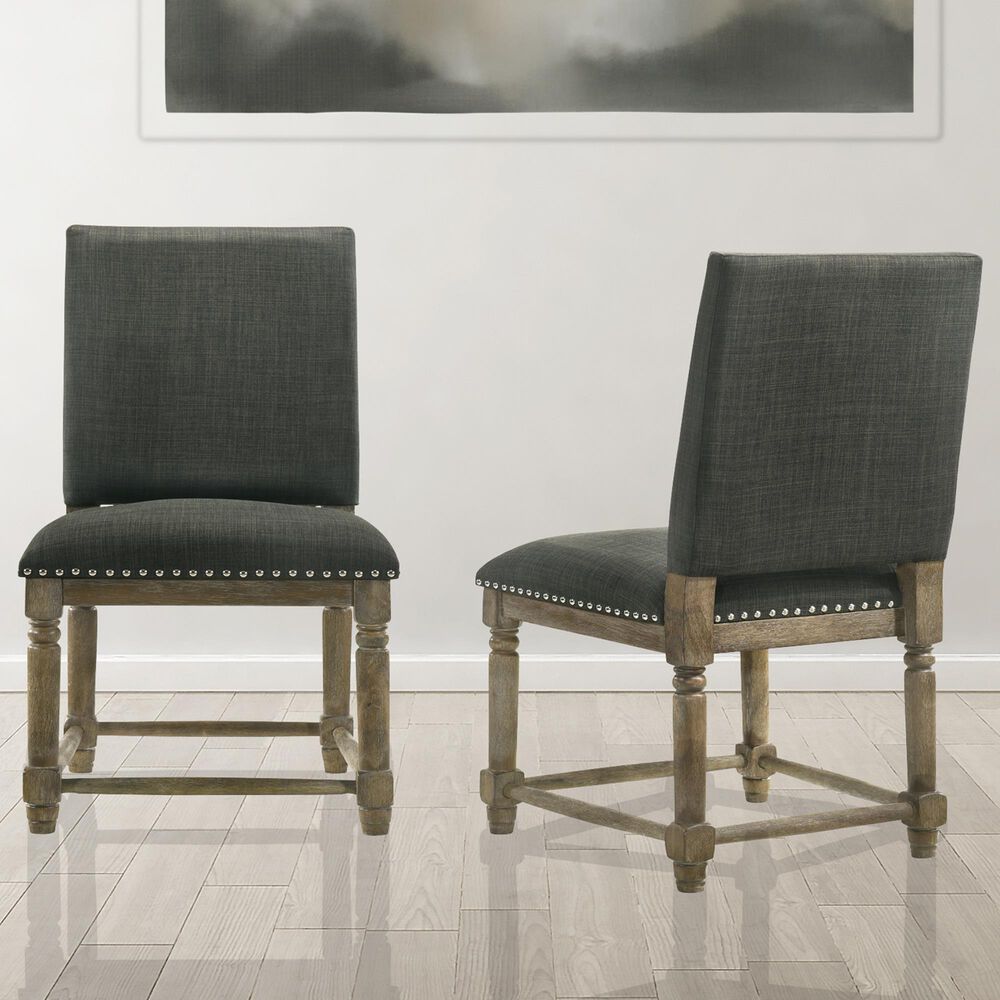 HOMLUX Side Chair with Gray Cushion in Reclaimed Gray (Set of 2), , large