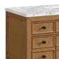 James Martin Malibu 48" Single Bathroom Vanity in Amber Birch with Carrara White Marble Top and Rectangular Sink, , large