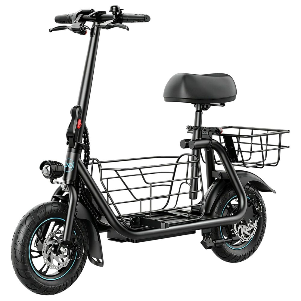 HOMLUX 550W 20-Mile Adults Electric Scooter with Pet Basket in Black, , large