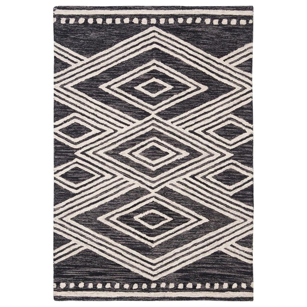 Safavieh Micro-Loop MLP156H 4" x 6" Charcoal and Ivory Area Rug, , large