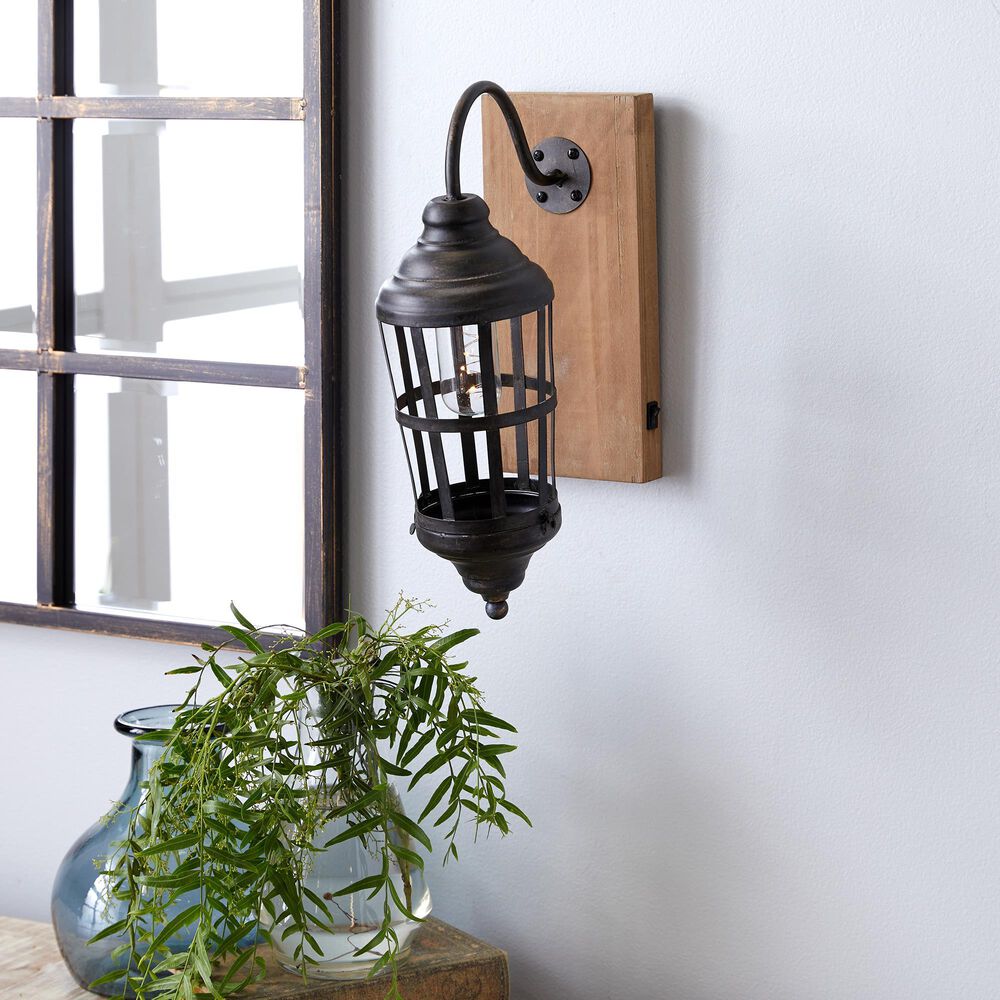 Maple and Jade 6&quot; x 15&quot; Wall Sconce in Brown and Black, , large