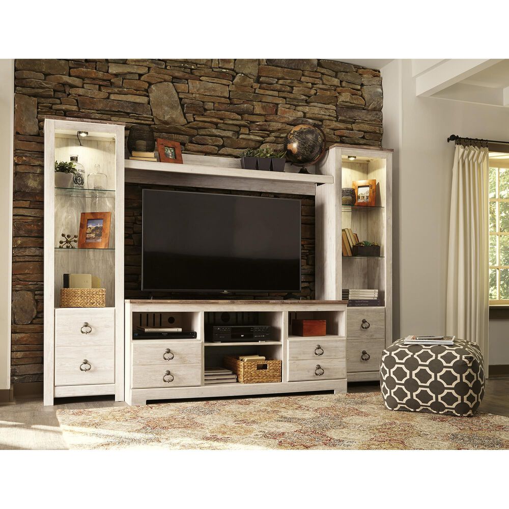 Ashley Willowton 4-Piece Entertainment Center in Whitewash, , large