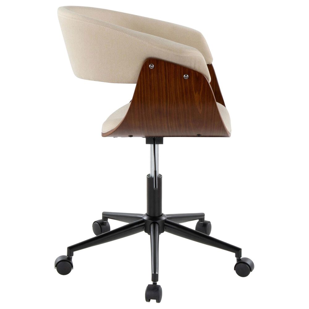 Lumisource Vintage Mod Office Chair with Cream Cushion in Walnut and Black, , large