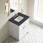 James Martin Bellshire 30" Single Bathroom Vanity in Bright White with 3 cm Charcoal Soapstone Silestone Top and Rectangular Sink, , large