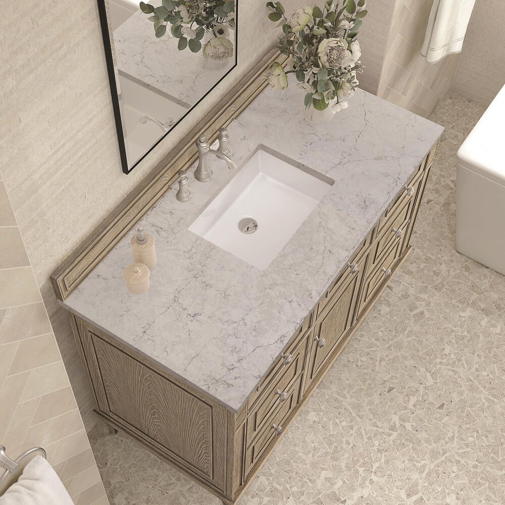 James Martin Vanities Lorelai 48&quot; Single Vanity in Whitewashed Oak with 3 cm Eternal Jasmine Pearl Quartz Top, , large