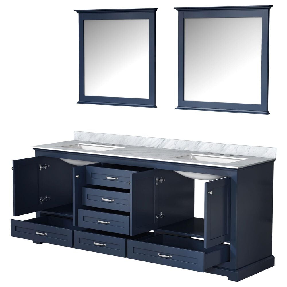 Lexora Home Dukes 80&quot; Double Bathroom Vanity in Espresso with 2 cm White Carrara Marble Top, Rectangular Sinks and 30&quot; Mirrors, , large
