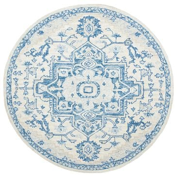 Safavieh Micro-Loop 7" Round Ivory and Blue Area Rug, , large