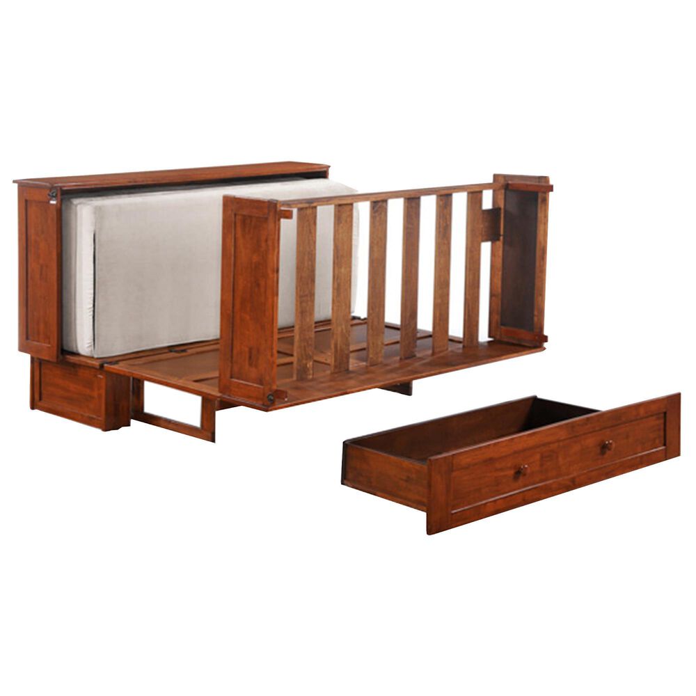 New Day Furniture Clover Murphy Cabinet Bed with Mattress in Cherry, , large