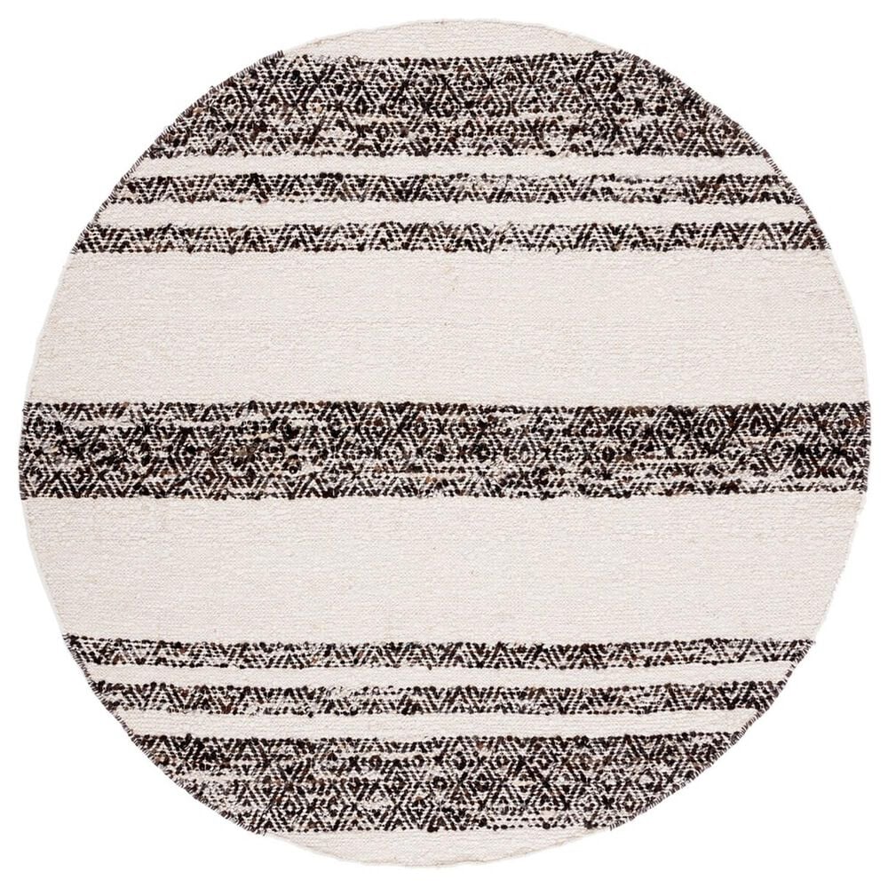 Safavieh Natura NAT328Z 6" Round Black and Ivory Area Rug, , large