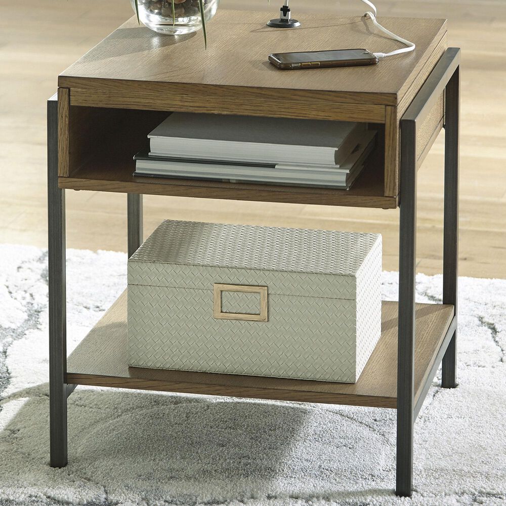 Ashley Fridley Square End Table in Black and Natural, , large