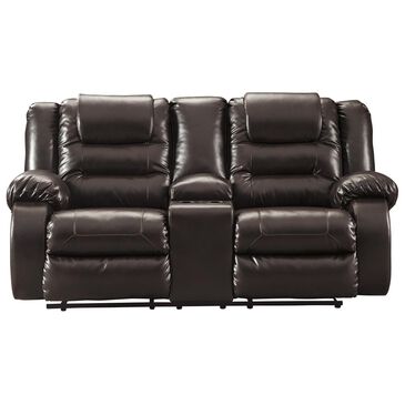 Signature Design by Ashley Vacherie Reclining Loveseat with Console in Chocolate, , large