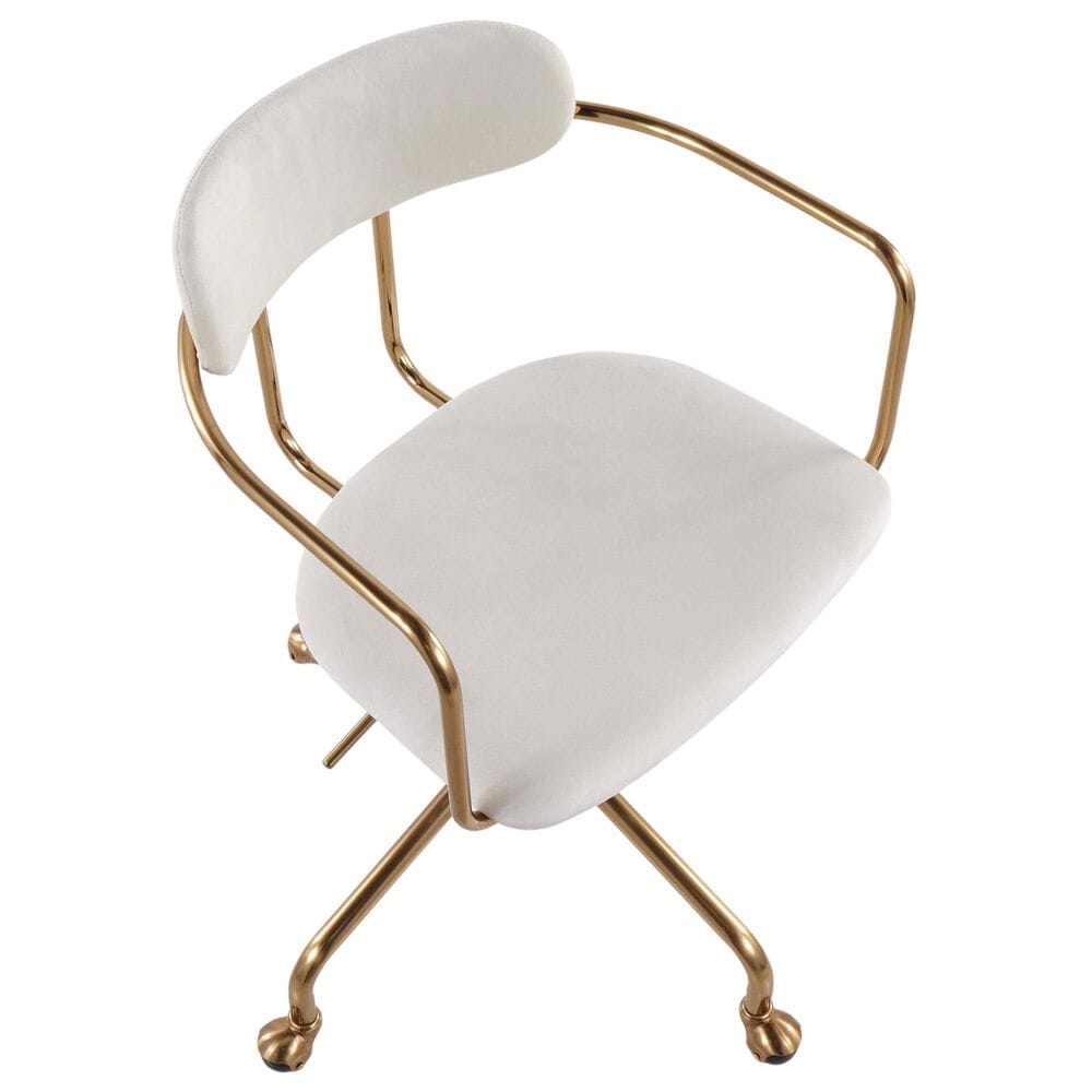 Lumisource Demi Task Chair with Cream Cushion in Gold, , large