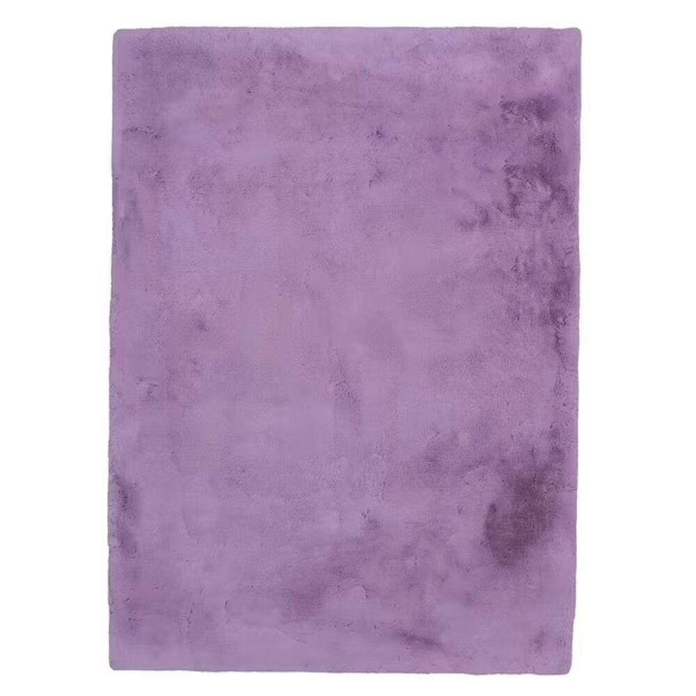 Linon Maven Faux Rabbit 5" x 7" Lavender Area Rug, , large