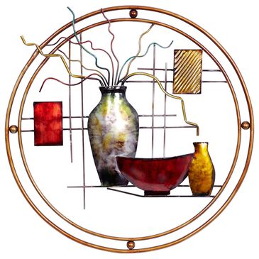 Maple and Jade 22" x 24" Wall Decor in Red, Yellow, Copper, Gray and Green, , large