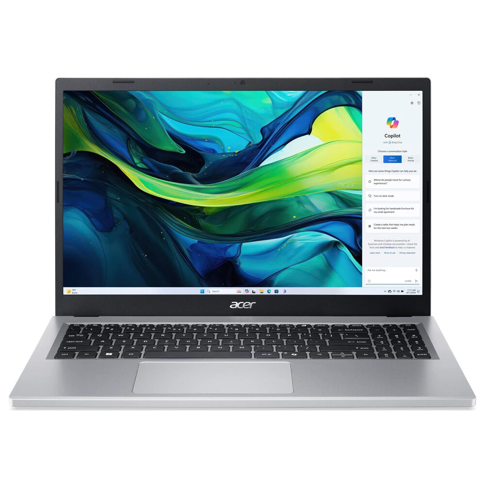 Acer Aspire Go 15 15.6" Touchscreen Laptop | AMD Ryzen 3 7320U - 8GB RAM - AMD Radeon Graphics - 256GB SSD in Silver, , large