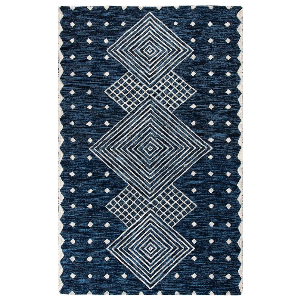 Safavieh Micro-Loop MLP171M 5" x 8" Blue and Ivory Area Rug, , large