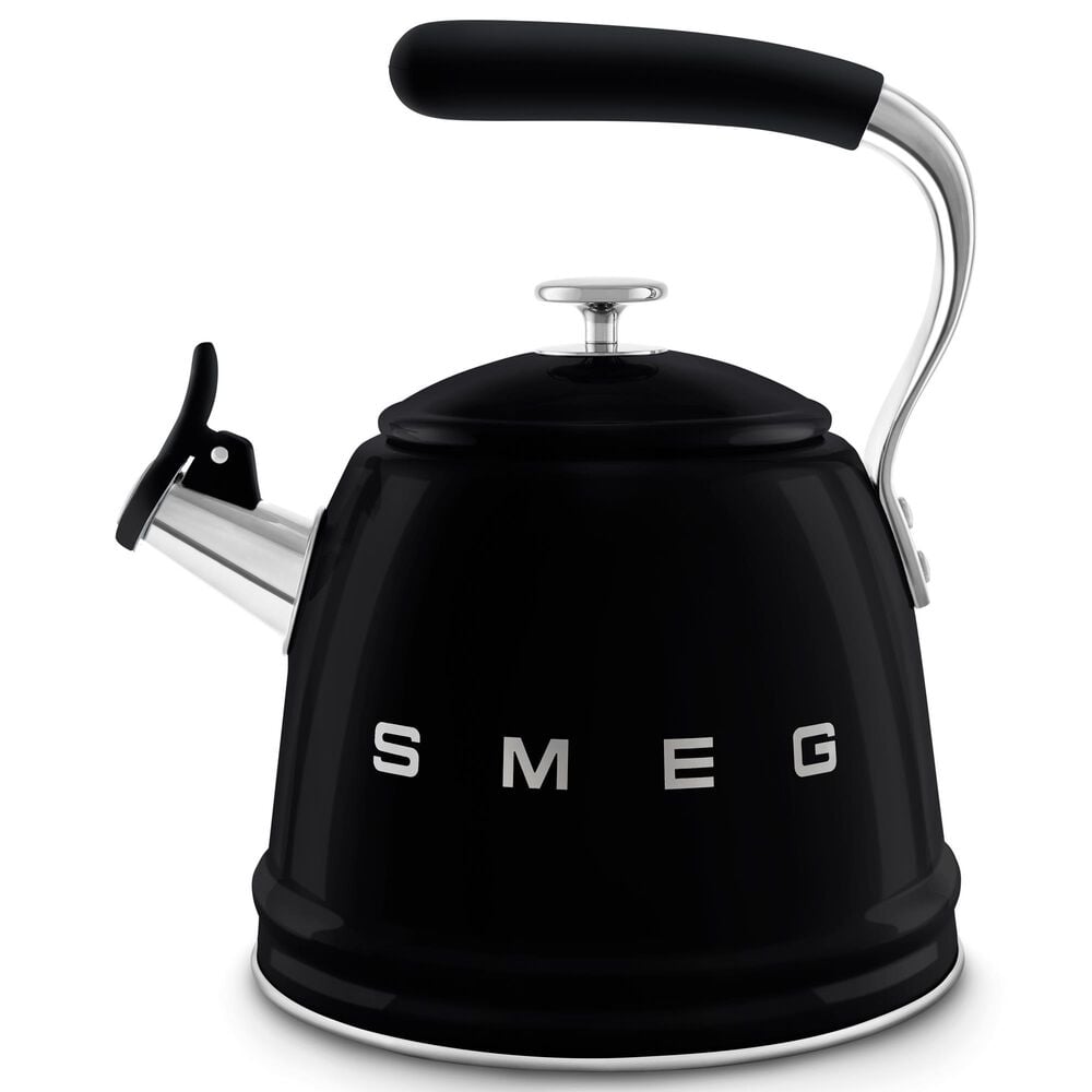 SMEG 2.3L Retro Style Electric Whistling Kettle in Black, , large