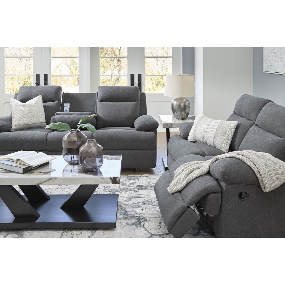 Ashley Side-Swipe Manual Reclining Sofa in Charcoal, , large