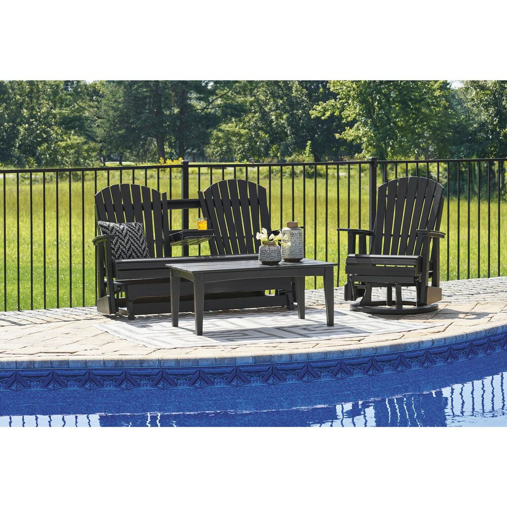 Ashley Hyland Wave Patio Rectangular Coffee Table in Black, , large