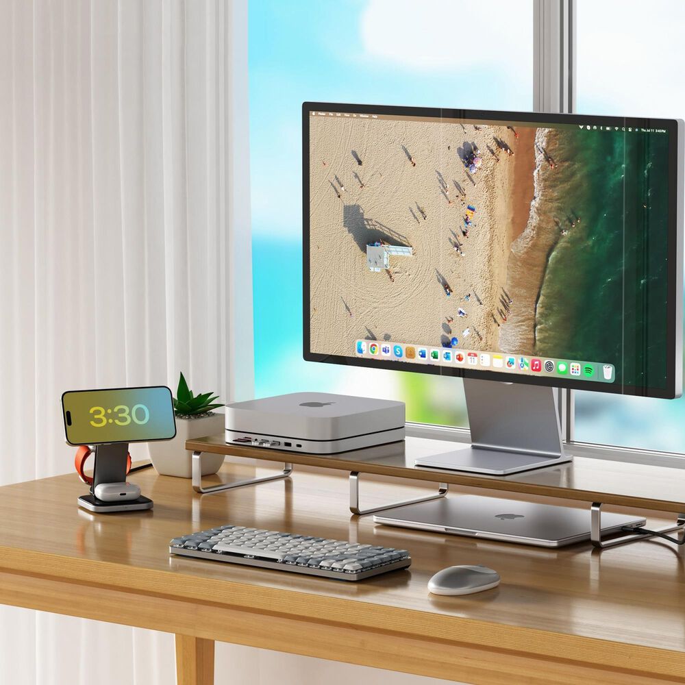 Satechi 3-in-1 Foldable Qi2 Wireless Charging Stand in Space Gray, , large