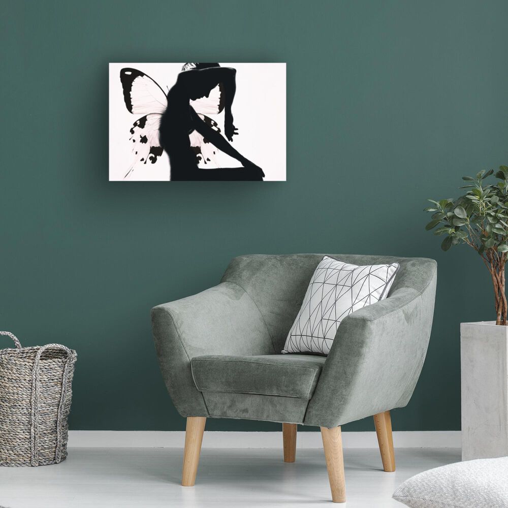 Timberlake Therese Blom &#39;Butterfly Woman&#39; 22&quot; x 32&quot; Canvas Art in White/Black/Grey, , large