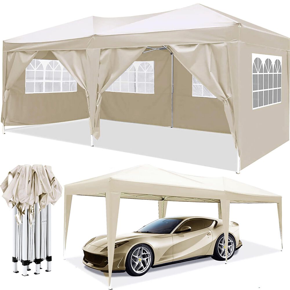 HOMLUX 10' x 20' Outdoor Pop Up Canopy Gazebo for Party in Beige, , large